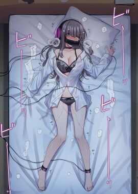 1girls big_breasts blush bra breasts english english_text female female_only female_orgasm forced_orgasm hoshina_meito mind_break original original_character panties pussy pussy_juice pussy_juice_stain squirting tears translated