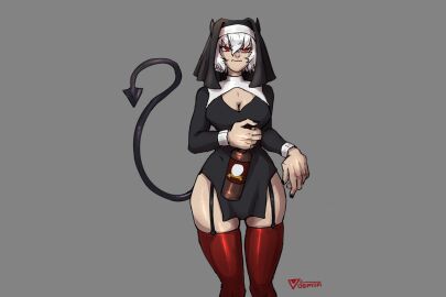 helltaker malina_(helltaker) nun nun_outfit vosmon