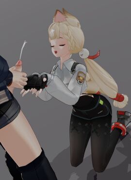 1guy 3d 3d_(artwork) alice_thymefield big_penis blowjob blowjob_face cum_on_face cumshot cumshot_on_face female forced_oral forced_sex handsfree_ejaculation palms_together pants_down penis shocked shocked_expression shocked_eyes wise_(zenless_zone_zero) zenless_zone_zero