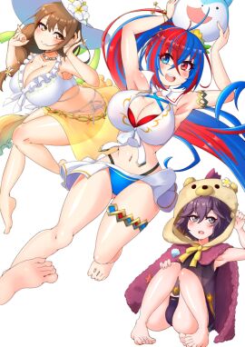 3girls :d accessory adjusting_hair alear_(female)_(seaside_dragon)_(fire_emblem) alear_(fire_emblem) alear_(fire_emblem)_(female) alternate_costume alternate_hairstyle animal_hood apoj arm_up armband armpits arms_up ass ass_crack ass_visible_through_thighs ball_(object) bare_arms bare_legs bare_midriff bare_shoulders barefoot beach_ball beauty_mark bernadetta_von_varley bernadetta_von_varley_(summer) big_ass bikini blue_bikini blue_eyes blue_hair blue_swimsuit blush braid breasts brown_hair butt_crack cape cleavage collarbone female female_only fire_emblem fire_emblem:_three_houses fire_emblem_engage fire_emblem_heroes flower goldmary_(fire_emblem) grabbing_own_leg grey_eyes hair_between_eyes hair_flower hair_over_shoulder hat hat_flower heterochromia holding hood huge_breasts large_breasts leg_up legs long_hair looking_at_viewer midriff mole mole_on_breast multicolored_hair multiple_females multiple_girls navel necklace nintendo official_alternate_costume official_alternate_hairstyle open_mouth ponytail purple_bikini purple_hair purple_swimsuit red_bikini red_eyes red_hair red_swimsuit running sarong see-through shell short_hair shoulders side_ponytail sitting small_breasts smile soles sommie_(fire_emblem) sun_hat swimsuit very_long_hair white_background white_bikini white_swimsuit wide_hips yellow_eyes yellow_sarong