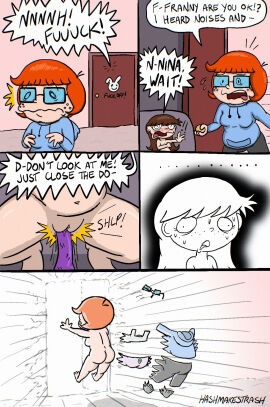 2girls ass blown_away booty breasts butt dildo embarrassed embarrassed_nude_female enf female francesca_(hashmakestrash) hashmakestrash nina_(hashmakestrash) nude pussy tagme torn_clothes wardrobe_malfunction