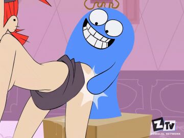 1080p 1boy 1girls 2010 4:3 accurate_art_style all_fours animated animated_image bad_metadata bloo bloo_me_(zone) blue_body bodily_fluids bouncing_breasts breasts cartoon_network classic clothed clothing doggy_style duo edited fast_thrusts female foster's_home_for_imaginary_friends frankie_foster from_behind from_behind_position genital_fluids human human_on_humanoid human_penetrated humanoid humor imaginary_friend implied_vaginal interspecies male male_penetrating mammal moan motion_tweening no_underwear nude on_model open_mouth parody penetration pussy pussy_juice red_hair sex skirt slime smacking_ass straight tagme third-party_edit topless vaginal_penetration zone