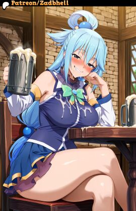 1girls ai_generated aqua_(konosuba) ass ass_focus big_ass big_breasts cameltoe cheating curvy curvy_figure hair kono_subarashii_sekai_ni_shukufuku_wo! konosuba pussy room smile thong voluptuous voluptuous_female zadbhell