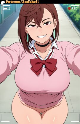 1girls ai_generated ass ayase_momo big_ass big_breasts breasts cameltoe cheating cheating_girlfriend curvy curvy_figure dandadan female female_only hair light-skinned_female momo_ayase netorare ntr public_indecency public_nudity pussy room smile solo thong viewfinder voluptuous voluptuous_female zadbhell