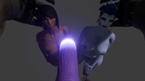 1boy 1futa 2futas 3d amelie_lacroix background_masturbation blizzard_entertainment blowjob breasts futa_is_smaller futanari futasub imminent_oral intersex large_breasts large_penis larger_male male male_is_bigger male_on_futa male_pov maledom masturbation nyl_pharah nyl_widowmaker overwatch overwatch_2 penis pharah purple_skin ramattra stroking_penis tagme widowmaker