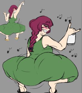 1girls ass ass_in_dress big_ass bocchi_the_rock! bottom_heavy bouncing_ass breasts can clothing crouching dress drunk fat_ass female female_only glasses hiroi_kikuri huge_ass large_ass legs_apart looking_at_viewer looking_back massive_ass png red_hair redacted_deadline redraw sandals shoes smile solo spread_legs spreading squatting thick_ass thick_thighs twerking wide_hips wobbling_ass