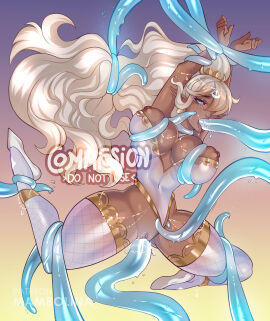 1girls ahe_gao big_breasts blonde_hair blowjob blue_eyes blue_tentacles breast_squeeze breasts clothing commission dark_skin double_penetration female grabbing gradient_background hair_ornament in_air juice long_hair mambolina nipples oc open_mouth oral original original_character penetration ponytail pussy restrained saliva sex spread_legs suspension tentacle tentacle_in_mouth tentacle_in_pussy tentacle_penetration tentacle_rape tentacle_sex tentacles thick thick_thighs thigh_grab thighhighs thighs thin_waist torn_clothes vaginal_penetration wet white_legwear white_thighhighs wide_hips