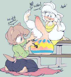 1futa 1girls 2024 2d absurd_res anthro argento arms_behind_back ass autumn_(argento) balls balls_bigger_than_penis balls_under_clothes bench big_balls blue_eyes blush bodypaint bottomless_skirt breasts cleavage clothed_female color daughter dialogue dress easter easter_balls english_text erection erection_under_clothes erection_under_skirt eulipotyphlan fan_character feet feet_up female futa_focus futanari grey_background hand_on_thigh hi_res huge_balls hyper hyper_balls hyper_penis intersex jeans kneeling large_balls large_breasts mother mother_and_daughter open_mouth original original_character original_characters oversized_balls paint painted_balls painting pants partially_clothed penis penis_out penis_under_clothes penis_under_skirt picnic_table precum precum_drip sega simple_background sitting skirt skirt_lift smooth_penis soles sonic_(series) sophie_(argento) spread_legs tail text thick_thighs thighs toes white_body white_fur yellow_clothing yellow_dress