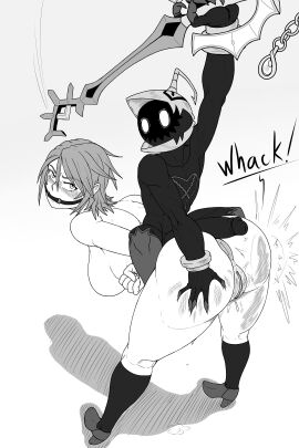 1boy 1girls anus aqua_(kingdom_hearts) arms_behind_back ass ass_grab big_ass big_penis breasts female gag grabbing grabbing_ass heartless heartless_symbol keyblade kiahl kingdom_hearts kingdom_hearts_birth_by_sleep lobsterkiahl male monochrome monster penis ponyplay pussy riding riding_on_back short_hair sideboob small_dom_big_sub smaller_male socks_and_shoes spank_marks spanked spanked_butt spanking square_enix
