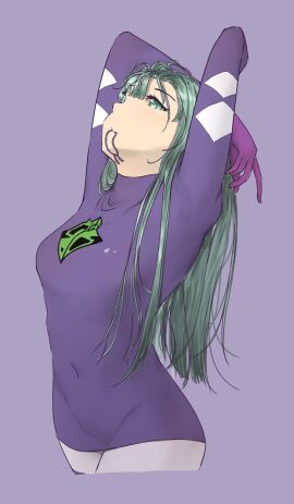 1girl 1girls arms_up attractive attractive_body attractive_female breasts butt child_bearing_hips clothed_female clothing digital_drawing digital_drawing_(artwork) digital_media digital_media_(artwork) eye_contact facing_up female female_focus female_only female_solo female_villain fossil_fighters green_eyes hair hair_ornament hairtie hairtie_in_mouth human kara_kurenai1_(artist) kuudere long_hair long_hair_female looking_at_viewer looking_up medium_breasts nice_ass nice_body nintendo pale_skin pale_skinned_female purple_clothing sfw solo solo_focus tagme turquoise_hair villainess vivian_(fossil_fighters) white_skin white_skinned_female white_woman wide_hips yandere_eyes