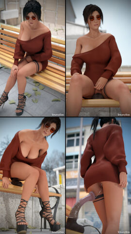 3d ass big_breasts breasts brown_eyes brown_hair bubble_ass bubble_butt busty clothed_masturbation clothing comic dildo dildo_in_pussy dildo_sitting dress female female_focus female_only glasses going_commando high_heels horse_dildo hourglass_figure lara_croft lara_croft_(survivor) large_breasts long_hair masturbation no_panties ponytail public public_exposure public_indecency pussy sitting smutnysize sunglasses sweater_dress tagme tattoo tinted_eyewear tomb_raider tomb_raider_(survivor) uncensored wide_hips