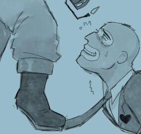 ambiguous_gender aroused_male male monochrome nervous_smile non_explicit nonbinary pyro_(team_fortress_2) scvmwrld self-upload spy_(team_fortress_2) submissive_male team team_fortress_2 threatening tied_up