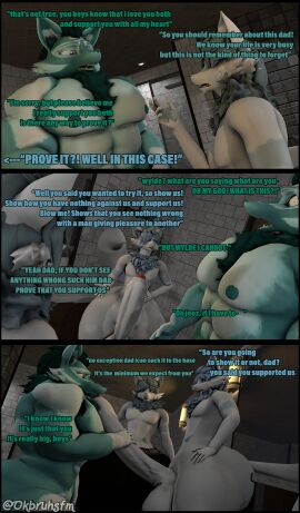 3d abs anthro ass big_ass big_butt canid canine clothing dialogue digital_media_(artwork) elderly_male father_(lore) father_and_child_(lore) father_and_son_(lore) fox genitals group hi_res incest_(lore) male mammal mature_male muscular muscular_male ok_bruh parent_(lore) parent_and_child_(lore) parent_and_son_(lore) pecs penis ricardo_(okbruh) sibling_(lore) size_difference small_dom_big_sub son_(lore) source_filmmaker_(artwork) thick_thighs trio twins_(lore) vicente_(okbruh) warfare_machine wylde_(okbruh)