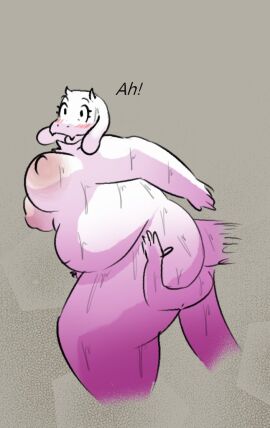 2024 ambiguous_gender anthro blush bodily_fluids boss_monster_(undertale) bovid breasts caprine english_text face_in_ass faceless_ambiguous faceless_character female female/ambiguous fur goat human larger_female mammal nipples overweight overweight_anthro overweight_female oxkingky size_difference smaller_ambiguous surprise sweat text thick_thighs toriel undertale undertale_(series) white_body white_fur