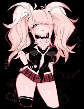 1girls 2024 2d 2d_(artwork) anime bangs big_breasts black_choker blonde-haired_female blonde_female blonde_hair blue_eyes blush blushing blushing_at_viewer bracelet breasts choker cleavage clothed clothed_female clothing color colored danganronpa danganronpa:_trigger_happy_havoc ear_piercing fanart female female_only full_color gyaru hair hair_over_one_eye heart junko_enoshima light-skinned_female light_skin looking_at_viewer manga messy_hair ponytail school_uniform schoolgirl skirt stockings strawberry_blonde_hair thick_thighs thighhighs thighs twintails usa37107692 video_game video_game_character video_game_franchise video_games