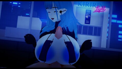 1boy 1girls 3d big_breasts blue_hair breasts closed_eyes female happy kira_miki koikatsu large_breasts light-skinned_female light-skinned_male light_skin long_hair looking_back male open_mouth paizuri pale-skinned_female pale_skin spiritofrei tagme va-11_hall-a