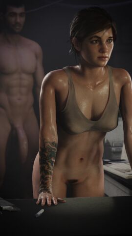 1boy 1girls 3d breasts brown_hair busty ellie_(the_last_of_us) ellie_williams female female_focus hourglass_figure male naughty_dog tagme the_last_of_us the_last_of_us_2 udon_noodle3d wide_hips