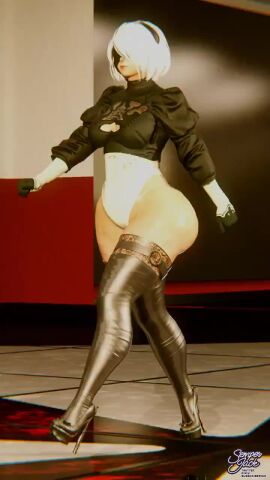 1girls 3d android animated ass big_ass cellulite fat_ass female huge_ass nier:_automata semper_jack solo tagme thick_thighs video walking yorha_2b