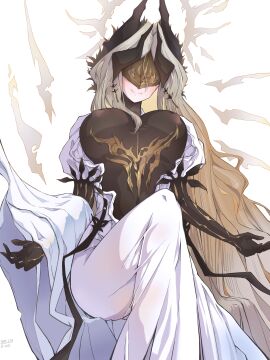 areolae artist_request breasts covered_eyes energy_wings female halo see-through see-through_clothing
