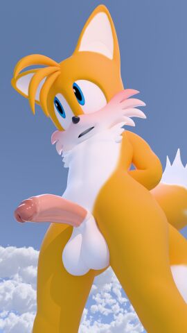 1boy 2025 2_tails 3d 3d_(artwork) anthro balls big_balls big_penis blue_eyes blush canid canine cloud digital_media_(artwork) erection fox fur genitals hands_behind_back hi_res humanoid_genitalia humanoid_penis male male_only mammal miles_tails_prower multi_tail multicolored_body multicolored_fur nude outside penis sega sky skyscape solo sonic_(series) sonic_the_hedgehog_(series) tail tails_the_fox twintails3d two_tone_body two_tone_fur white_balls white_body white_fur yellow_body yellow_fur