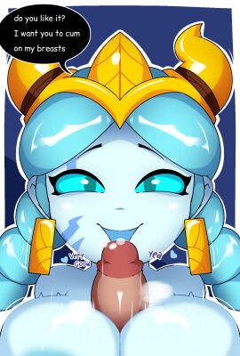 1boy 1girls blue_body blue_eyes blue_hair blue_skin brawl_stars breasts chester_(brawl_stars) dark-skinned_male dark_skin f1rearts_(artist) faceless_male female helmet jessie_(brawl_stars) jessie_(skadi_jessie) male nude nude_female nude_male paizuri perfect_girl perfect_girl_smile queen_of_brawlstars sex skadi_jessie_(brawl_stars) tagme teeth titjob unseen_male_face