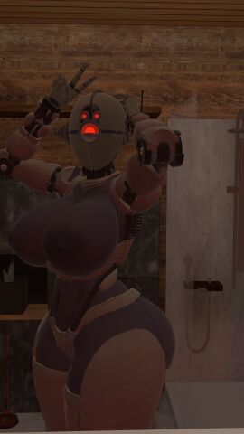 1girls 3d ass assaultron breasts fallout female milf mirror mirror_selfie no_artist_signature no_source pyrovalkie robot_girl vrchat vrchat_avatar