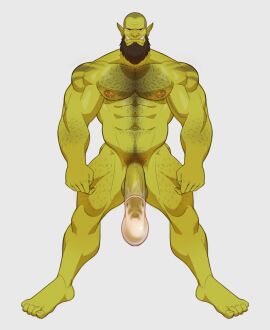 abs balls bara beard biceps big_balls big_bulge big_penis condom cum flaccid genital_fluids green-skinned_male green_body green_skin hairy_chest male male_nipples male_only male_pubic_hair masculine_male mature_male muscular muscular_male nipples nude orc orc_male orgasm pecs penis pointy_ears pubic_hair skayous solo solo_male teeth teeth_visible tusks yaoi
