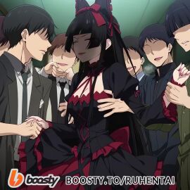 ai_generated ass black_hair breast_grab breasts cheating cheating_girlfriend disgust disgusted disgusted_look ear gangbang gate_-_jieitai_ka_no_chi_nite_kaku_tatakaeri gesture gesturing_at_viewer goth goth_girl gothic gothic_girl gothic_lolita kissing large_breasts licking licking_face licking_hair licking_lips lipstick lolita_fashion lolita_hairband long_hair looking_at_viewer makeup netorare noises ntr public red_lips red_lipstick red_nails rory_mercury saliva saliva_string saliva_trail smile smile_at_viewer smiling steam tagme video