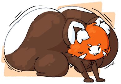 1boy all_fours anthro ass beady_eyes big_ass big_butt brown_body brown_fur chikn_nuggit cub digital_drawing_(artwork) digital_media_(artwork) ear_fluff huge_ass huge_butt hyper hyper_ass male male_cub male_focus male_only orange_fur red_panda sody_pop_(chikn_nuggit) solo solo_focus solo_male striped_tail white_fur young