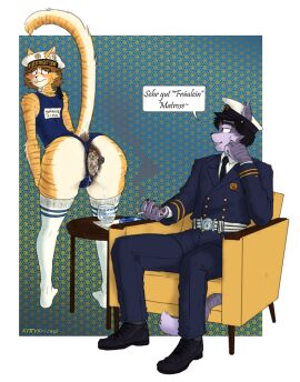 aima_(kittykuscell) alcohol alpha_channel anal anal_fluids anal_juice_drip anal_juice_on_butt anal_storage anthro anus ass bent_over beverage big_anus big_ass big_butt blush bodily_fluids brown_anus canteen cavity_storage chair cigarette cigarette_smoke clothed clothing communism dialogue domestic_cat duo east_germany felid feline felis femboy furniture german german_text hat headgear headwear hi_res improvised_sex_toy kittykuscell legwear liquor loose_anus male male/male male_focus male_only mammal military military_cap military_uniform naval_uniform navy navy_uniform object_vore one-piece_swimsuit perky_ass politics pouring_alcohol pouring_liquid sailor sailor_hat sailor_uniform sitting skinny smoke smoking standing swimwear tabby_cat table text thigh_highs uniform vore wide_hips