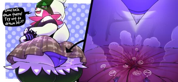 absurd_res anthro anus ass big_ass big_butt bodily_fluids clothing dialogue female generation_9_pokemon group hi_res huge_ass huge_butt inside_clothing inside_underwear junethekitty male male/female meowscarada micro musk nintendo pokemon pokemon_(species) speech_bubble sweat sweaty_ass sweaty_butt trapped_in_clothing trapped_in_underwear wide_hips