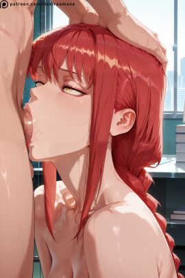 1female 1girls ai_generated artist_name bangs blush braid breasts chainsaw_man completely_naked completely_naked_female completely_nude completely_nude_female curvy curvy_body curvy_female curvy_figure day deepthroat facial fellatio female half-closed_eyes hands_on_head indoors irrumatio itskiraamane legs light-skinned_female light_skin lips long_hair makeup makima_(chainsaw_man) naked naked_female nude nude_female oral oral_penetration oral_sex patreon patreon_username penis penis_in_mouth red_hair ringed_eyes saliva saliva_drip saliva_on_penis stable_diffusion straight straight_hair watermark yellow_eyes