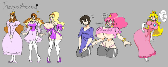 bimbo bimbo_body bimbo_lips bimbofication bimbofied bimbophi english_text female mario_(series) nintendo pink_hair princess princess_peach princessification text tomboy transformation transformation_sequence