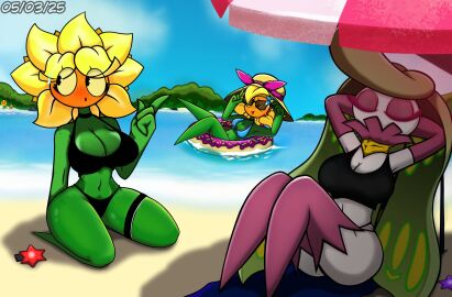 beach bikini female flower plant plant_girl plants_vs_zombies plants_vs_zombies:_heroes pokemon pokemon_(species) popcap_games sfexceed_(artist) shade solar_flare_(pvz) sunflower sunflower_(pvz) swimwear tsareena
