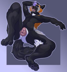 anatomically_correct anatomically_correct_genitalia anatomically_correct_pussy animal_genitalia animal_pussy anthro bodily_fluids breath canid canine cuntboy fox genitals hand_behind_head hi_res intersex licking licking_lips lying mammal pawpads paws presenting presenting_pussy pussy serialdad solo spread_legs spreading sweat tongue tongue_out