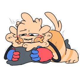 akaishi dandy's_world drool drooling goob_(dandy's_world) lip_biting male masturbation pillow pillow_humping roblox roblox_game solo_male