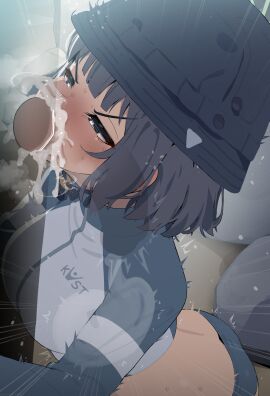 1boy 1girls absurdres black_hair black_hat blue_archive blue_eyes blush censored commentary_request cum cum_down_throat cum_in_mouth cum_in_stomach cum_in_throat cum_inside cum_overflow cumflated_belly cumflation deepthroat fellatio female female_penetrated hat heart heart-shaped_pupils highres inflation male male/female male_penetrating male_penetrating_female midriff mizumizuni official_alternate_costume oral oral_penetration oral_sex penis saki_(blue_archive) saki_(swimsuit)_(blue_archive) sex short_hair snot_shot solo_focus straight swallowing_cum swallowing_cum_while_deepthroat sweat symbol-shaped_pupils variant_set