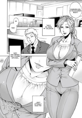 business_attire business_suit business_woman clothed clothed_female clothed_male doujinshi female hard_translated jyoka male office office_lady original ponytail smile suit suit_and_tie tie translated