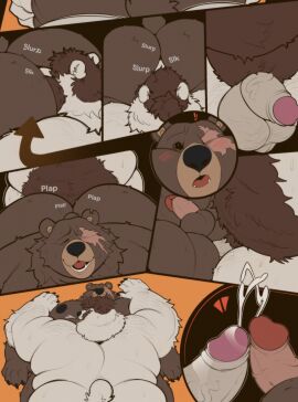 2024 anal anal_sex anthro ass bear belly ben_bigger big_ass big_butt blush body_hair brown_body brown_fur brown_hair chest_hair comic duo ejaculation english_text erection eye_scar facial_scar frottage fur genitals hair hi_res humanoid_genitalia humanoid_penis looking_pleasured lying male male/male male_penetrated male_penetrating male_penetrating_male mammal mihoyo notched_ear nude on_back on_front onomatopoeia oral overweight overweight_male pea_soup penetration penile penis polar_bear rimming scar sex sound_effects surprised_expression text tigertimeworks ursine white_body white_fur zenless_zone_zero