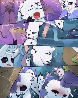 absurd_res anthro arthropod blush bodily_fluids bulge clothed clothing comic cum cum_in_mouth cum_inside deepthroat duo english_text eyewear face_fucking femboy fur furry genital_fluids genitals glasses haplorhine heart_symbol heterochromia hi_res insects legwear lepidopteran male male/male mammal moki_(mokimonky) monkey moth multiple_scenes nacho_(nachokokoni) oral oral_penetration penetration penis phosenpai primate purple_body purple_fur purple_penis questionable_consent sex snare_trap suspension tail tail_mouth text thigh_highs throat_fuck thrusting thrusting_into_mouth trap_(contrivance) unusual_anatomy unusual_tail vein veiny_penis white_body white_fur wings