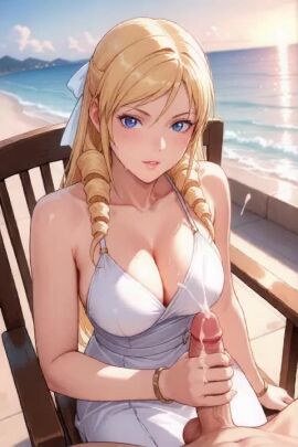 1boy 1boy1girl 1girls ai_generated bracelet breasts cum day discipline dress ejaculation erection female handjob jewelry lips looking_at_viewer male morimoto_leona ocean outdoors parted_lips penis pov projectile_cum solo_focus straight tagme veins video water