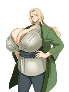 1girls areola_slip breasts breasts_bigger_than_head cleavage cleavage_overflow dark_nipples female huge_breasts massive_areolae massive_breasts mature_female naruto naruto_(series) naruto_shippuden nipple_bulge sunnysundown tsunade veiny_breasts
