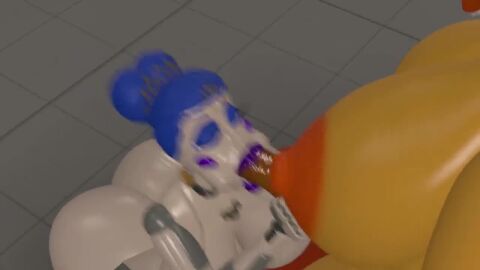 3d animated blowjob blue_hair deepthroat fnaf hand_on_penis huge_cock large_penis megaswitchsfm no_sound purple_eyes purple_lips purple_lipstick robot tagme video
