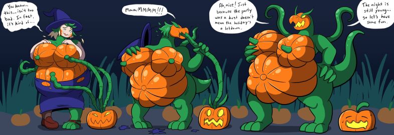 1girls ass ass_expansion big_breasts bimbo bimbofication brainwashing breast_expansion breast_growth breast_growth_(enlargement) breasts corruption english_text female hair_loss halloween head_transformation human_to_anthro identity_death jack-o'-lantern large_ass large_breasts monster monsterification plant_girl plant_transformation prinnydood pumpkin pumpkin_girl pumpkin_head species_transformation text thick_thighs transformation transformation_sequence wide_hips