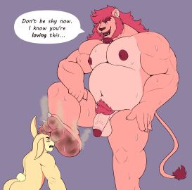 absurd_res anthro bodily_fluids dirty_feet duo feet felid flaccid foot_fetish foreskin genitals hi_res lagomorph leporid lion male male/male mammal musclegut muscular musk musk_clouds overweight pantherine penis rabbit scentedbunns smelly smelly_feet stink_fumes stink_lines sweat uncircumcised