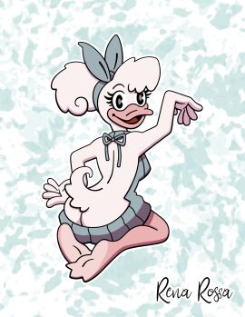 anthro ass ass_crack butt_crack daisy_duck disney duck duck_bill hairbow hairbun highlighted_soles tail virgin_killer_sweater