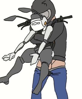 anal anal_sex animated anthro balls biker biped blue_bottomwear blue_clothing blue_jeans blue_pants bottomwear clothed clothing denim denim_bottomwear denim_clothing duo eyeless_female faceless_character faceless_human faceless_male female genitals grey_body gromdrawing half-erect handle honda human jacket jeans light_body light_skin living_machine living_motorcycle living_vehicle machine male male/male mammal motorcycle_helmet multicolored_body open_mouth pants partially_clothed penetration penis sex simple_background solo_focus topwear two-tone_body vehicle white_background white_body