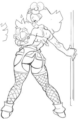 1girls amalia amalia_sheran_sharm ass barefoot dancing flower_in_hair jjfrenchie leggings princess_amalia_sheran_sharm stripper stripper_pole wakfu