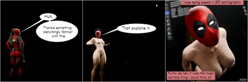 1girls 3d akkonsfw comic deadpool female fourth_wall fourth_wall_broken lady_deadpool marvel marvel_comics meme
