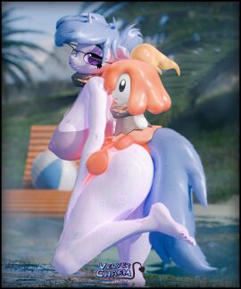 3d 3d_(artwork) anthro areola ass big_areola big_ass big_breasts big_nipples big_thighs blender_(software) blender_cycles breasts cosplay crossover duo female flambelle horn huge_ass huge_breasts huge_thighs my_little_pony nipples pal_(species) palworld pool size_difference steamy_(oc) tagme thick_hips thick_thighs thighs trans_woman transfem unicorn velvet_charm voluptuous water wet wet_body